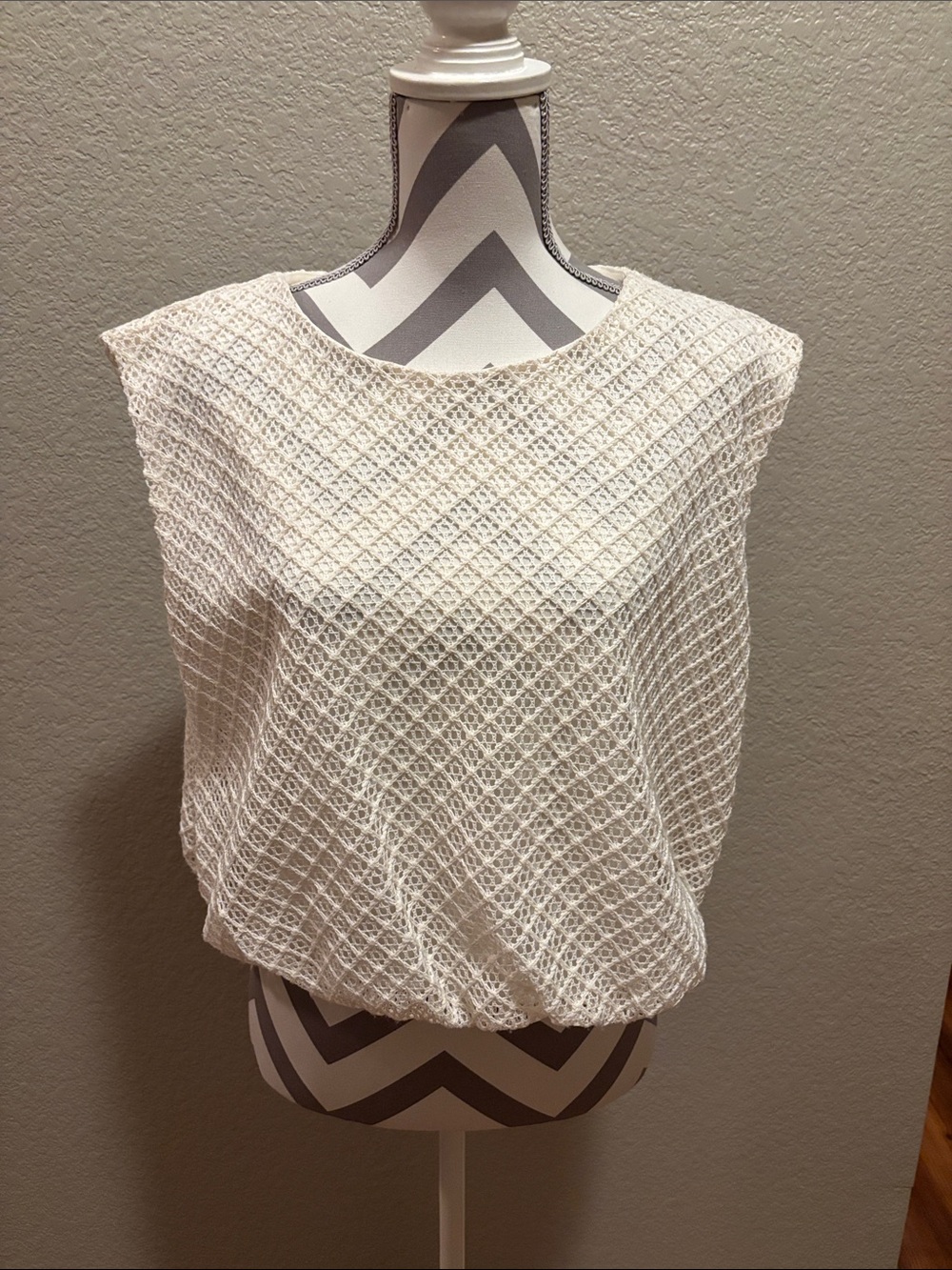 Chenault Cream Open-Knit Sleeveless Tank